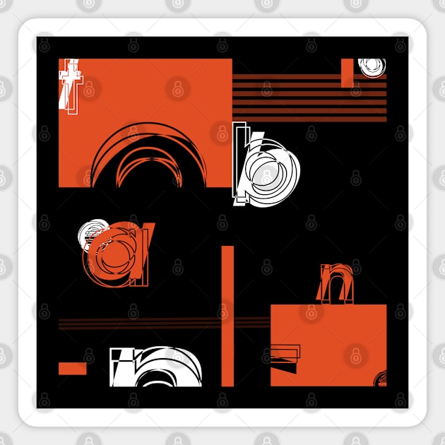 Graphic Bold Brutalist Orange & Black Artwork Magnet by TaraMcAllister